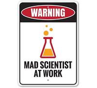 for Mad Scientist Sign Warning Scientist Crazy Scientist Sign Science Warning Sign Decor Room Decor Metal Sign Tin Sign 20,3 x 30,5 cm