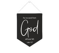 For No Word from God Will Ever Fail. Luke 1: 37 Banner in tela ispiratore da appendere alla parete bandiera da parete decorazione per la casa opera d'arte decorativa per soggiorno, camera da letto