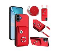 (For Nothing CMF Phone 1, Red) Organ Card Bag Ring Holder Phone Case with Long Lanyard