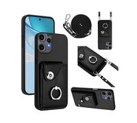 (For Nothing CMF Phone 2 Pro, Black) Organ Card Bag Ring Holder Phone Case with Long Lanyard