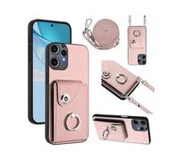 (For Nothing CMF Phone 2 Pro, Pink) Organ Card Bag Ring Holder Phone Case with Long Lanyard