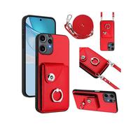 (For Nothing CMF Phone 2 Pro, Red) Organ Card Bag Ring Holder Phone Case with Long Lanyard