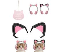 For Nothing Headphone (a) Simpatico attacco per cuffie con orecchie di gatto, decorazione per cuffie kawaii staccabile, accessori per cuffie sovrauricolari flessibili e riutilizzabili, nero