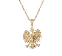 For Poland Symbol for Eagle Stainless Steel Map Pendant Necklaces Map Jewelry Gold Color Items for Bridal Women Man Party Gifts Earrings Sets Round Ball Jewelry (Gold)