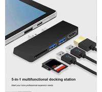 (For Pro 7 Black) Microsoft Surface Pro 8 7 6 5 4 5-in-1/6-in-1 USB Hub Docking Station with 4K HDMI, USB 3.0, and Memory Card Reader