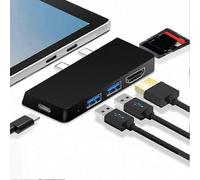 (For Pro 8 Black) Microsoft Surface Pro 8 7 6 5 4 5-in-1/6-in-1 USB Hub Docking Station with 4K HDMI, USB 3.0, and Memory Card Reader