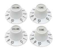 For Pro Fine 24 Splines Witch Top Hat Knobs 2 Tone 2 Volume Control Manopole for chitarra elettrica Basso Amplificatore Effetto Pedale(White)