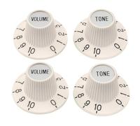 For Pro Fine 24 Splines Witch Top Hat Knobs 2 Tone 2 Volume Control Manopole for chitarra elettrica Basso Amplificatore Effetto Pedale(Aged White)