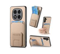 (For Redmi Note 14 Pro+ 5G) Carbon Fiber Card Bag Fold Stand Phone Case