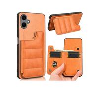 (For Samsung Galaxy A06 4G, Orange) Cow Pattern Sewing Card Bag Phone Case
