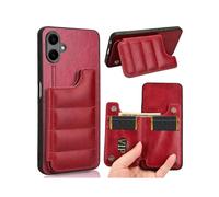 (For Samsung Galaxy A06 4G, Red) Cow Pattern Sewing Card Bag Phone Case