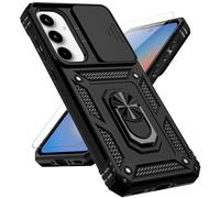 for Samsung Galaxy A35 5G Case with Slide Camera Cover HD Screen Protector [Military Grade 16ft. Drop Tested] Magnetic Ring Holder Kickstand Protective Phone Case for Galaxy A35 5G 2024, Black