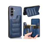 (For Samsung Galaxy A36 5G, Blue) Cow Pattern Sewing Card Bag Phone Case