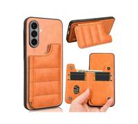 (For Samsung Galaxy A36 5G, Orange) Cow Pattern Sewing Card Bag Phone Case