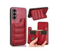 (For Samsung Galaxy A36 5G, Red) Cow Pattern Sewing Card Bag Phone Case