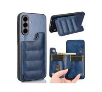 (For Samsung Galaxy A56 5G, Blue) Cow Pattern Sewing Card Bag Phone Case