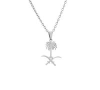 For Saudi Arabia Stainless Steel Map Pendant Necklaces Map Jewelry Gold Color Emblem Symbol Items for Bridal Women Man Party Gifts Earrings Sets Round Ball Jewelry (Model 2)