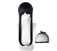 for SPY X FAMILYS Cosplay, Anime Yor Forger Cosplay, Capelli Neri Lunghi Resistenti al Calore Sintetico Halloween Giochi di Ruolo Parrucche da Donna con Cappuccio per Parrucca