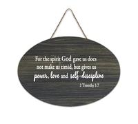 for The Spirit God Gave Us Does Not Make Us Timid, But Gives Us Power, Love And Self Discipline 2 Cartello in legno 6x10 Bibbia Wall Art Targhe in legno Segni per porta d'ingresso Soggiorno Cucina