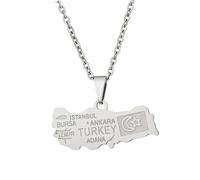 For Turkey Stainless Steel Map Pendant Necklaces Jewelry Gold Color Items for Bridal Women Man Party Gifts Earrings Sets Jewelry (Model 7)