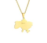 For Ukrainian Symbol Stainless Steel Map Pendant Necklaces Map Jewelry Gold Color Items for Bridal Women Man Party Gifts Earrings Sets Round Ball Jewelry (Model 17)