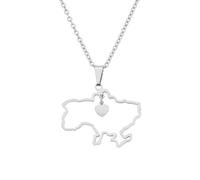 For Ukrainian Symbol Stainless Steel Map Pendant Necklaces Map Jewelry Gold Color Items for Bridal Women Man Party Gifts Earrings Sets Round Ball Jewelry (Model 8)