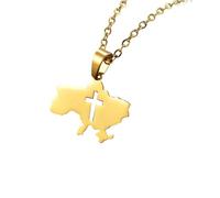 For Ukrainian Symbol Stainless Steel Map Pendant Necklaces Map Jewelry Gold Color Items for Bridal Women Man Party Gifts Earrings Sets Round Ball Jewelry (Model 21)