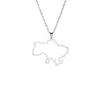 For Ukrainian Symbol Stainless Steel Map Pendant Necklaces Map Jewelry Gold Color Items for Bridal Women Man Party Gifts Earrings Sets Round Ball Jewelry (Model 20)