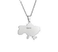 For Ukrainian Symbol Stainless Steel Map Pendant Necklaces Map Jewelry Gold Color Items for Bridal Women Man Party Gifts Earrings Sets Round Ball Jewelry (Model 18)