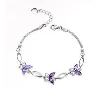 for Women 925 with Butterfly, Zircon,Gifts for Her Women Girls Best Friend Birthday-Chain 15.5+3cm