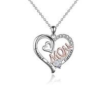 for Women Day, Women Jewelry 18K White & Rose Moissanite I Love You Forever Pendant Necklace