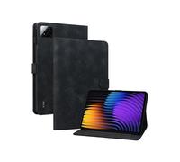 (For Xiaomi Pad 7 / Pad 7 Pro, Black) Lily Embossed Leather Tablet Case
