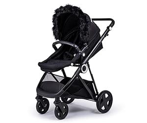 For-Your-Little-One - Cappuccio in pelliccia per passeggino, compatibile con Norton, colore: nero