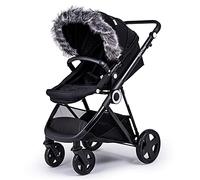 For-Your-Little-One - Passeggino con cappuccio in pelliccia, compatibile con Babywelt, colore: Grigio scuro