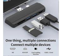 (For4 5 6 Black A) Microsoft Surface Pro 8 7 6 5 4 5-in-1/6-in-1 USB Hub Docking Station with 4K HDMI, USB 3.0, and Memory Card Reader
