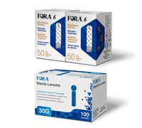 FORA 6 Strisce Reattive per il Glucosio + FORA Lancette 30G - The Test