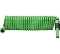 Fora Tubo a spirale estensibile 7,5 m - Materiale EVA durevole - Pistola di irrigazione regolabile - Include 2 connettori rapidi Adattatore rubinetto 3/8" - Verde