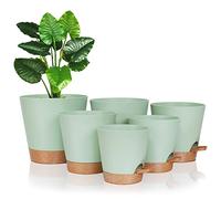 FORAGIFT Vasi Autoirriganti da Interno, 20/17,5/16,5/15/14/12,5cm, Vasi da Fiori in Plastica con Fori di Drenaggio Sottovaso e Serbatoio, Vaso da Interno per Tutte Le Piante da Appartamento, Verde