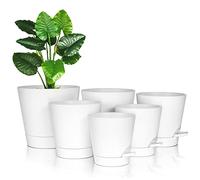 FORAGIFT Vasi Autoirriganti da Interno, 20/17,5/16,5/15/14/12,5cm, Vasi da Fiori in Plastica con Fori di Drenaggio Sottovaso e Serbatoio, Vaso da Interno per Tutte Le Piante da Appartamento, Bianco