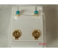 FORALOBO ORECCHINI PIERCING STERILI PRE FORO PRE-ORECCHINI PLACCATI ORO CAFLON