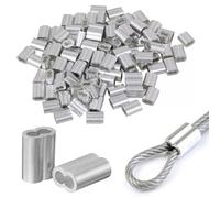 Forbabe 100 Pezzi Manicotti in Alluminio 2mm, Ghiere in Alluminio, Morsetto a Doppio Foro Alluminio per Corda, Morsetti per Funi in Alluminio(2mm)