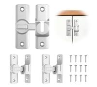 Forbabe 3 pezzi serratura per porta scorrevole, in lega di alluminio con viti 90/180 gradi chiavistello argento serratura scorrevole per serratura della porta esterno/interno finestra fienile porta