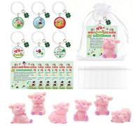 Forbabe 6 portafortuna Capodanno con portachiavi, biglietti di Capodanno e sacchetto in organza