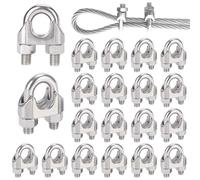 Forbabe Morsetti Cavo Acciaio 4 mm 20 pezzi Morsetti a U in Acciaio Inox M4 per Filo Stendibiancheria per Cavo Ø 4 mm(M4)