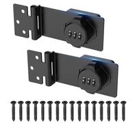 Forbabe Trappola con serratura a combinazione, serratura di sicurezza da 4,5 pollici, chiavistello per porta, in metallo, nero, chiudibile a chiave, per porte, armadi, finestre (2)