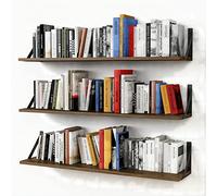 Forbena Set di 3 mensole galleggianti per libri da parete, 91 cm, per camera da letto, grandi librerie in legno resistente, da appendere, per libri, decorazione per soggiorno, armadio (marrone