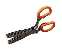 Forbice multi lama ideale per sminuzzare in brevissimo tempo erbe aromatiche, insalate, 21 cm, Soft Collection, con cover per proteggere le lame, (colore: arancio, nero, argento), quantità: 1 pezzo.