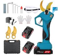 Forbice Potatura a Batteria 50mm: 2 x 21V/2000 mAh Batteria Cesoie Potatura Elettriche Professionali Forbice Elettrica per Potatura con LCD Display per Jardinage, Olives Blu