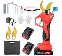 Forbice Potatura a Batteria 50mm: 2 x 21V/2000 mAh Batteria Cesoie Potatura Elettriche Professionali Forbice Elettrica per Potatura con LCD Display per Jardinage, Olives Rosso