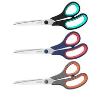 Forbici 3 Pezzi, 21cm Forbici Ufficio Multiuso con Lame Ultra Affilate Spesse 2,5mm, Impugnatura Comoda, Forbice in Acciaio Inossidabile per Impieghi Gravosi, Forbici per Mancini/Destrimani